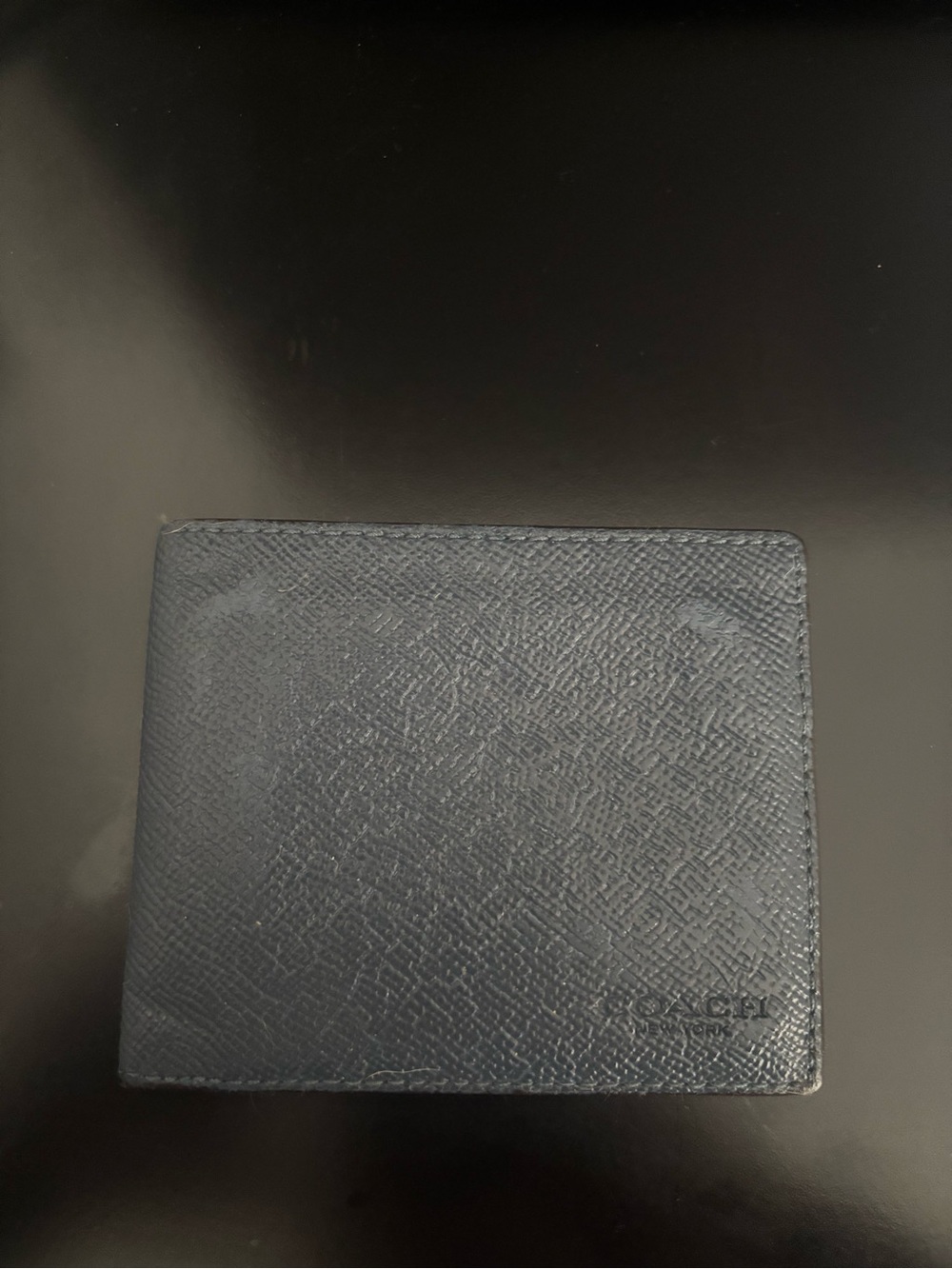 Coach Men's Textured Leather Wallet - Navy Blue